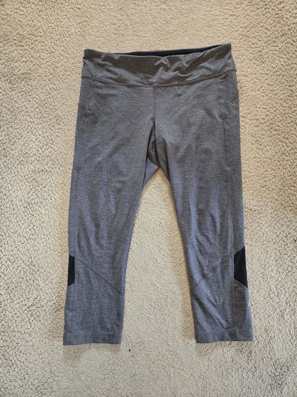 lululemon athletica Gray Capri Leggings with Black Accent Panels